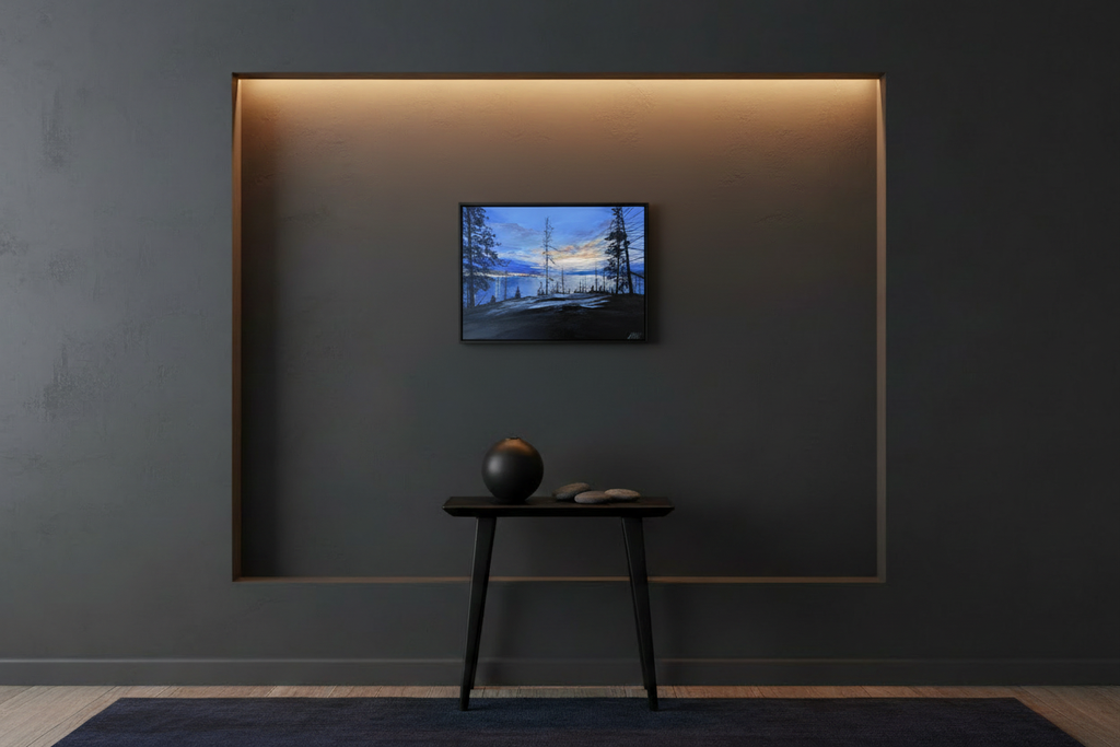 Distant City Lights – Small Black Frame Above Table