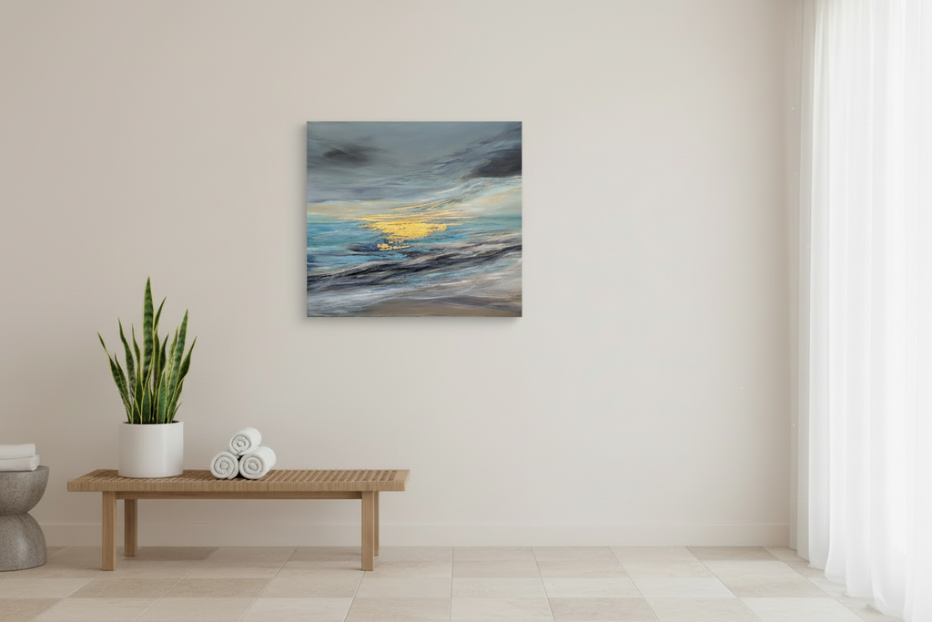 In Flow painting in spa-like space - smaller artwork