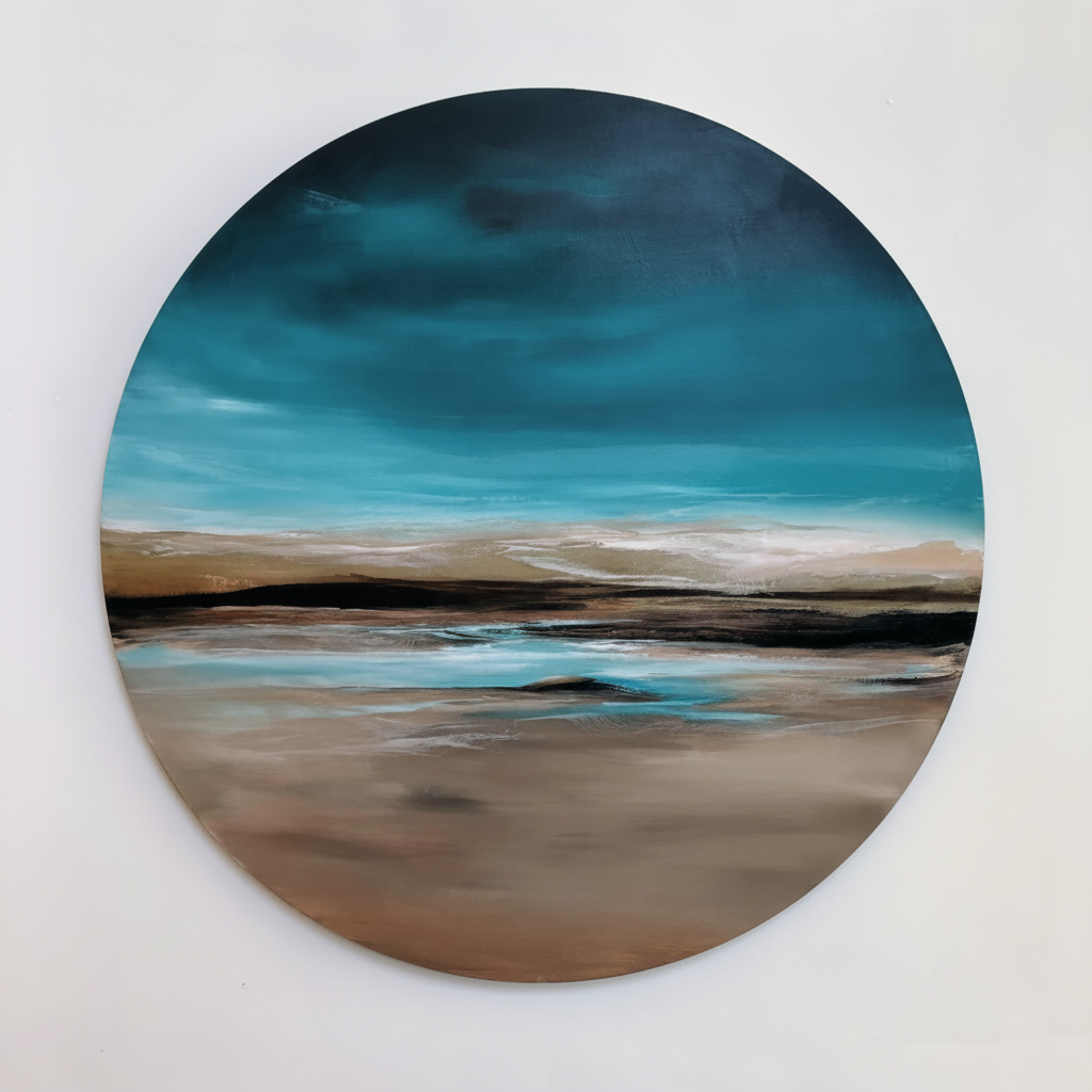 Sand and Sky round painting - clean product photo