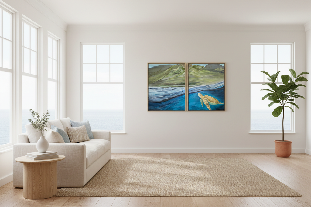 Two ocean paintings with more spacing and smaller size